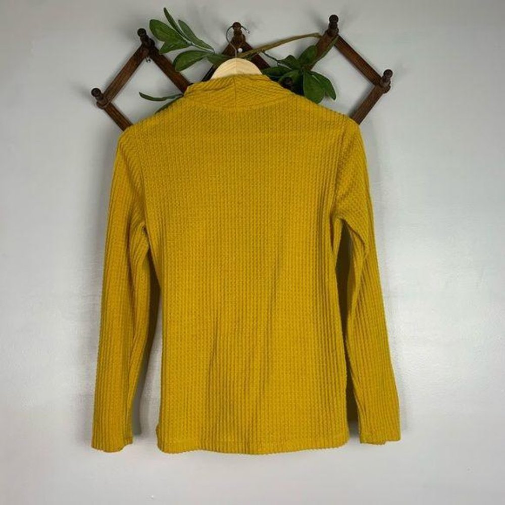 Anthropologie Pleione Yellow Waffle Knit Sweater S - Picture 6 of 8